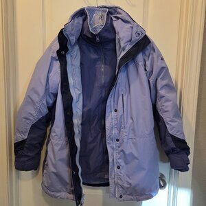 Vintage Columbia Periwinkle & Lavender 2 coats in 1 Ski/Lodge  - S